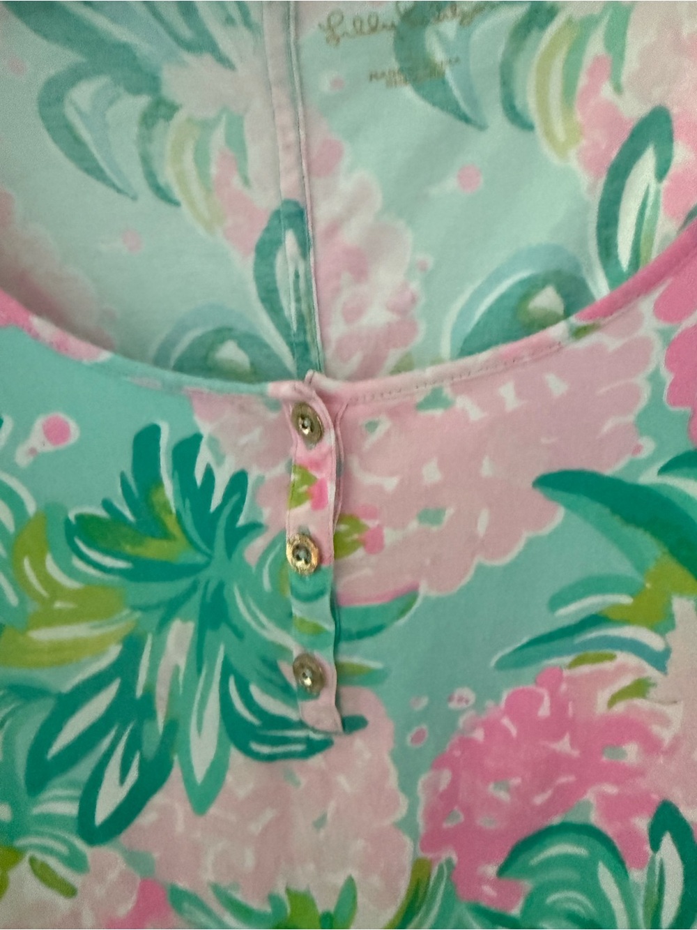 Lilly Pulitzer Pink & Teal Tropical Swim Cover-Up/ Dress - Picture 5 of 7